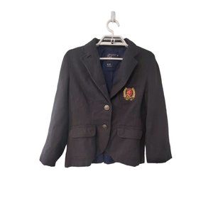 American Eagle blazer jacket womens size Medium Y2K crest gray